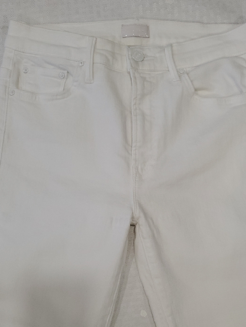 MOTHER White Raw Hem Cropped Jeans - Picture 7 of 15